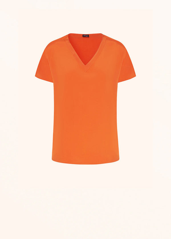 Kiton orange t-shirt for woman, in silk 1