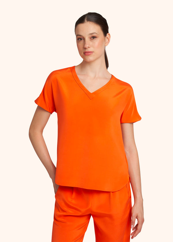 Kiton orange t-shirt for woman, in silk 2