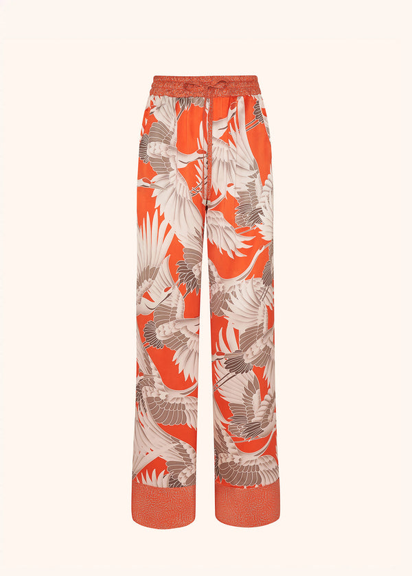 Kiton orange trousers for woman, in silk 1