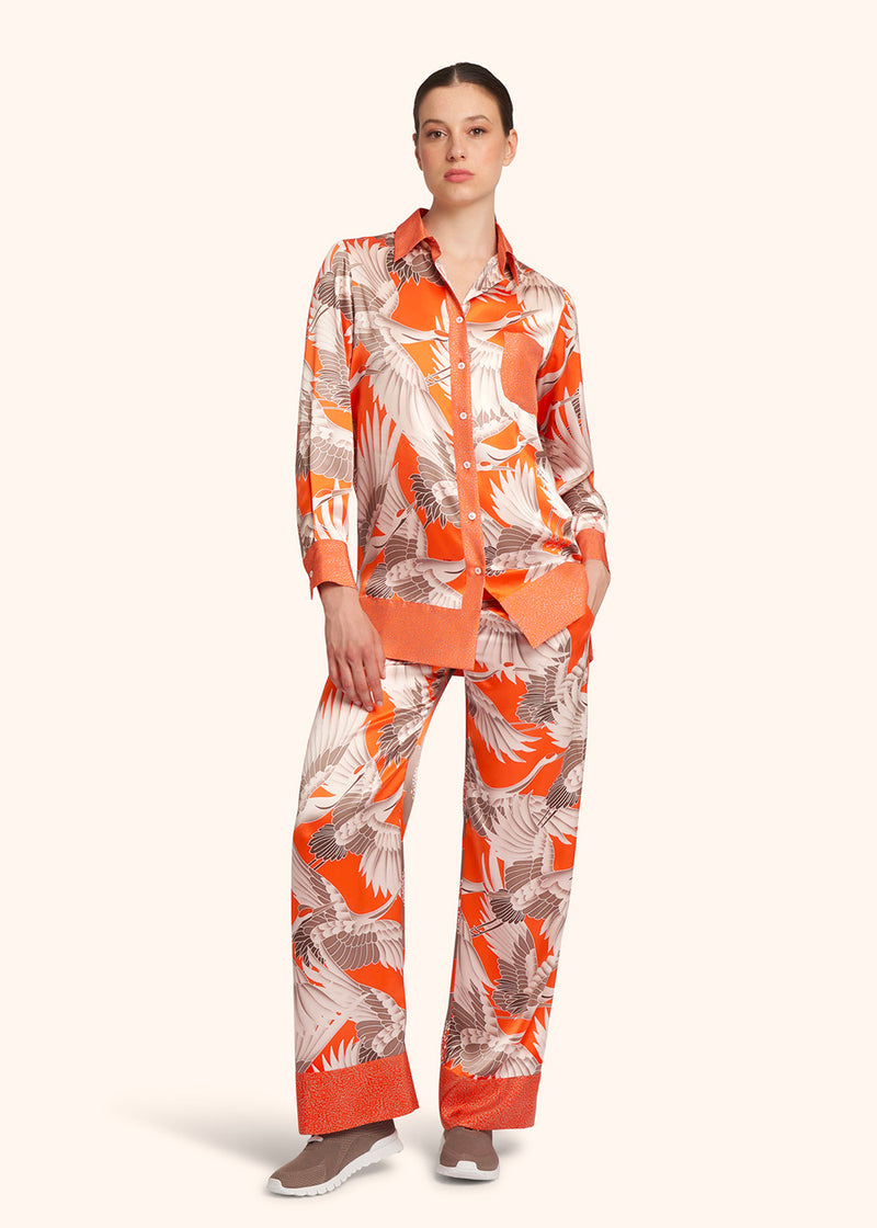 Kiton orange trousers for woman, in silk 5