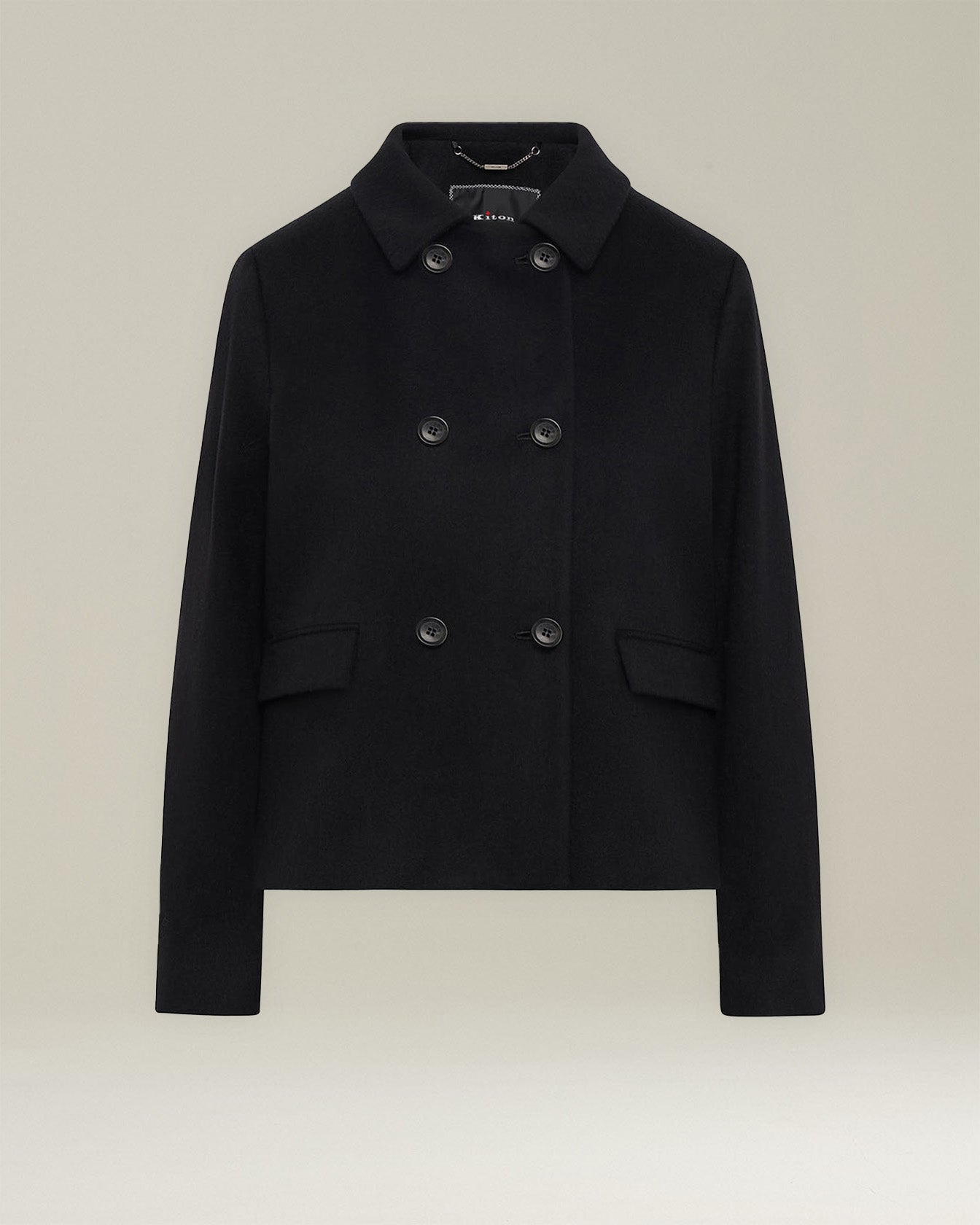 MONOCHROME CASHMERE PEA COAT - Main Image