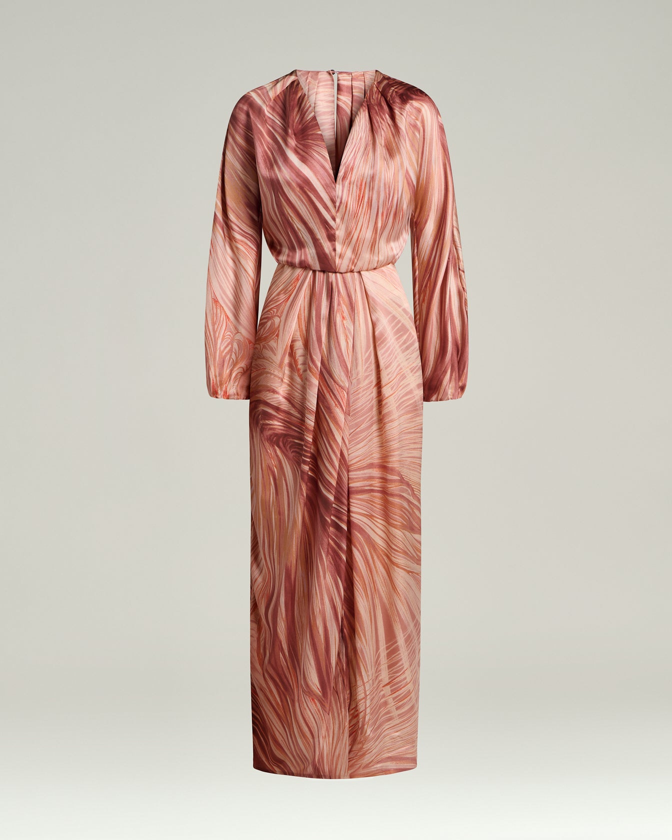 pink wrap satin dress Elma Pink Satin Wrap Tie Maxi Dress - US 12