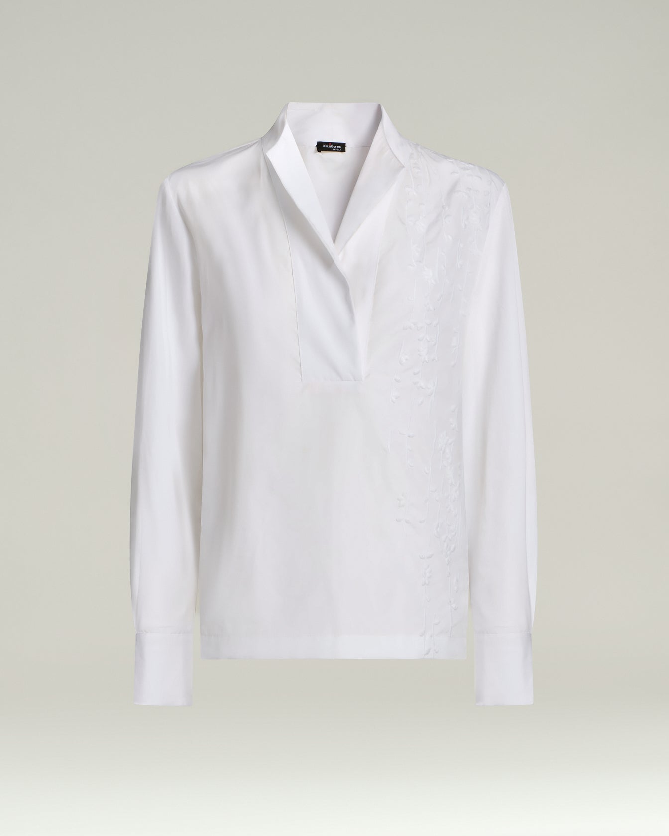 Women's white cotton shirt with tonal embroidery | Kiton