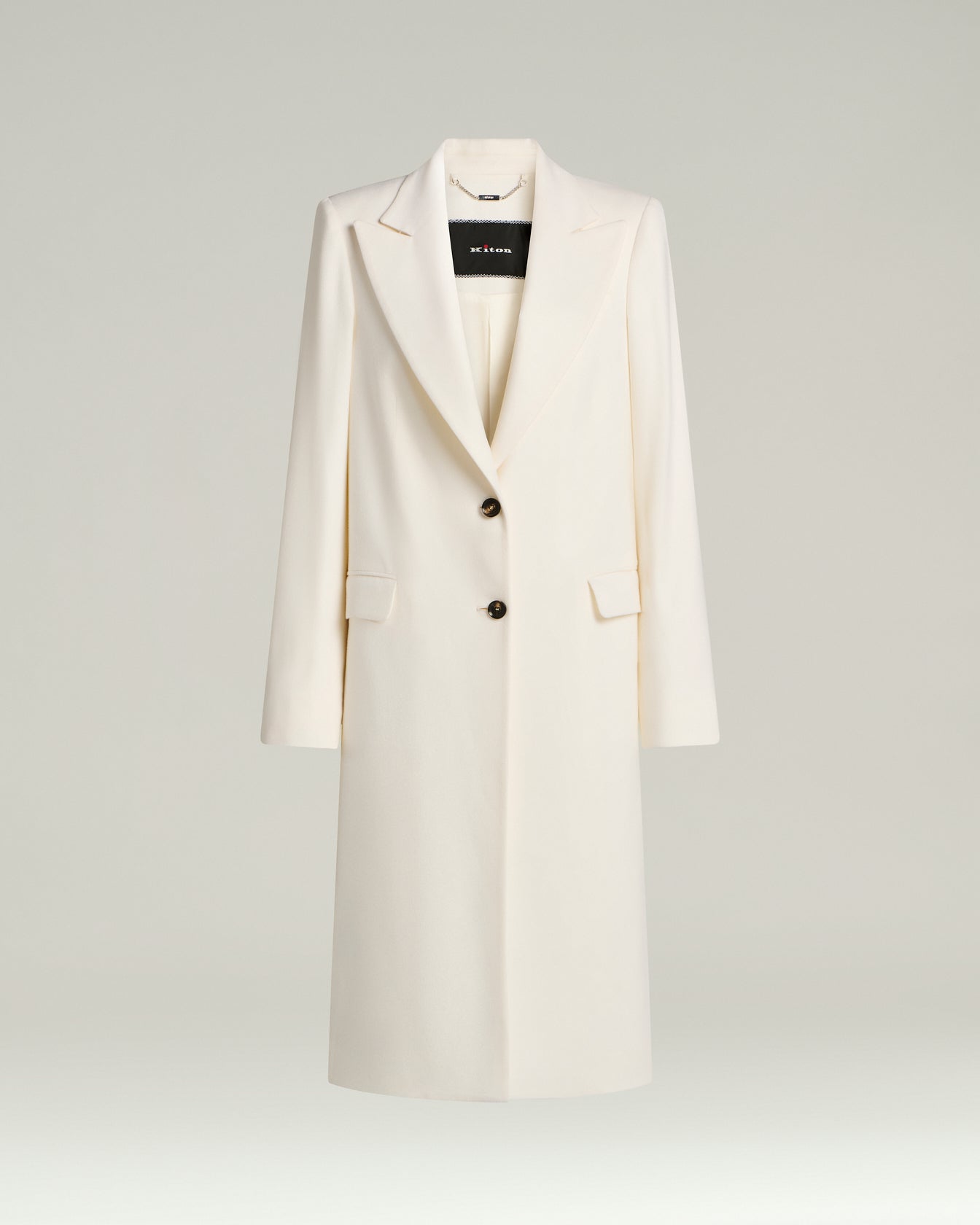 Women's white pure cashmere overcoat | Kiton