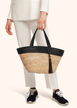 Kiton natural/black ara - bag for woman, in straw 5
