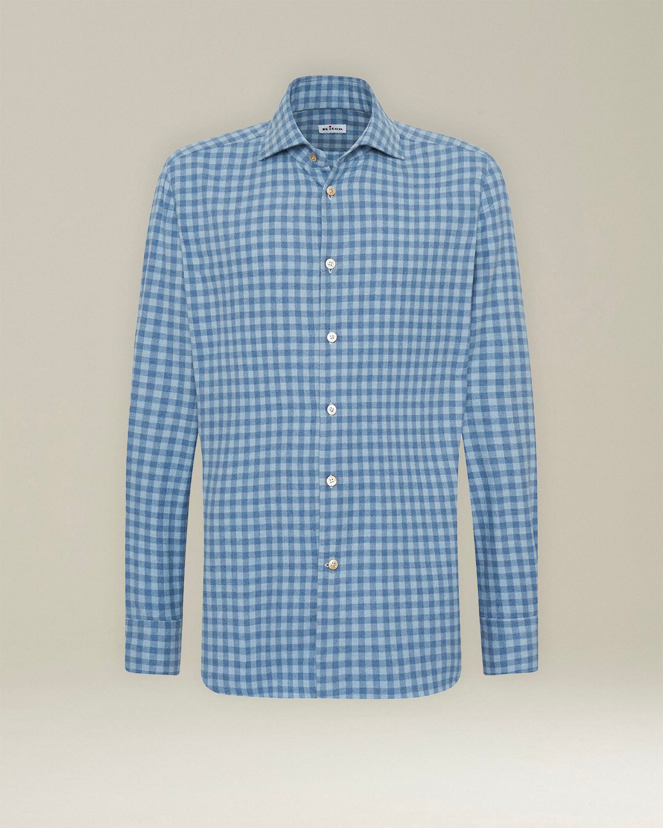 Light blue checked shirt in cotton flannel | Kiton Light blue checked shirt in cotton flannel | Kiton