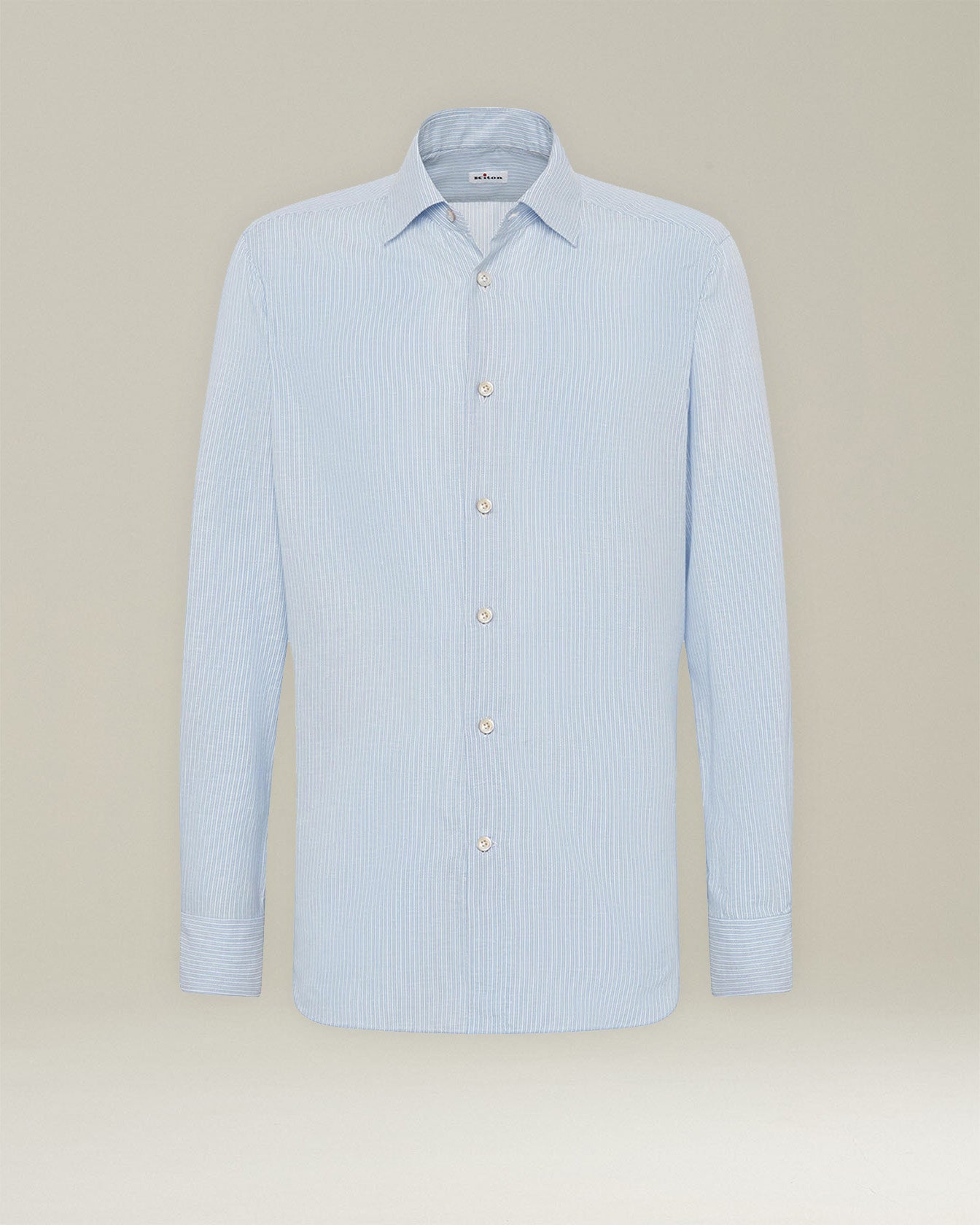 Light blue striped cotton shirt with spread collar