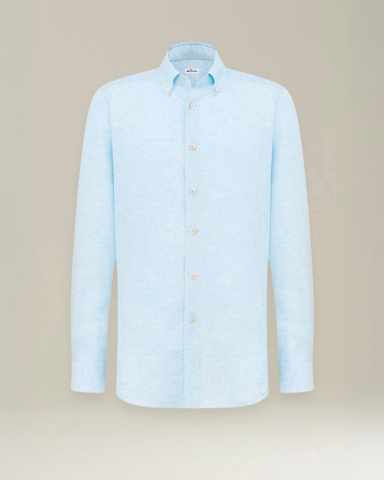 Classic men's shirt in light blue linen | Kiton Classic men's shirt in light blue linen | Kiton