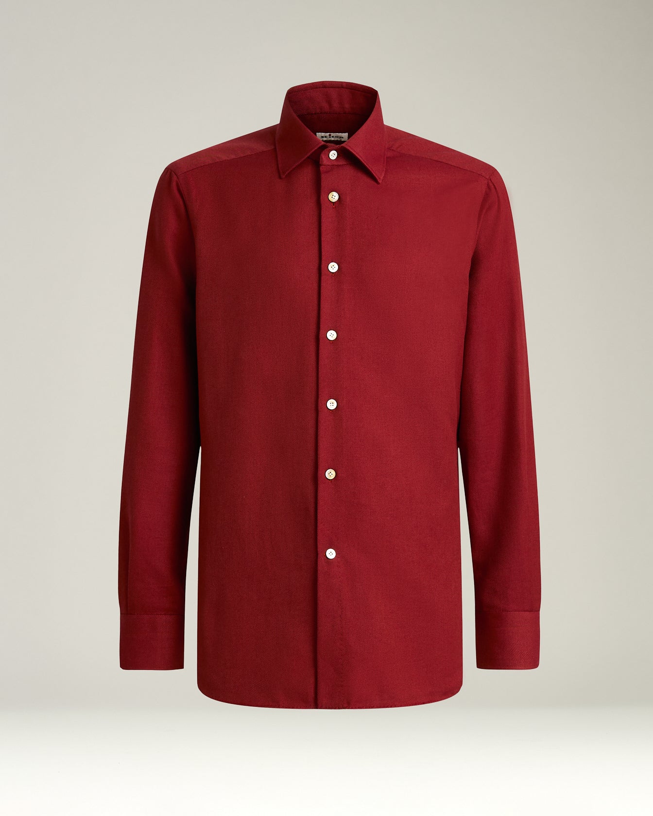 Burgundy cotton and cashmere flannel men's shirt | Kiton Burgundy cotton and cashmere flannel men's shirt | Kiton
