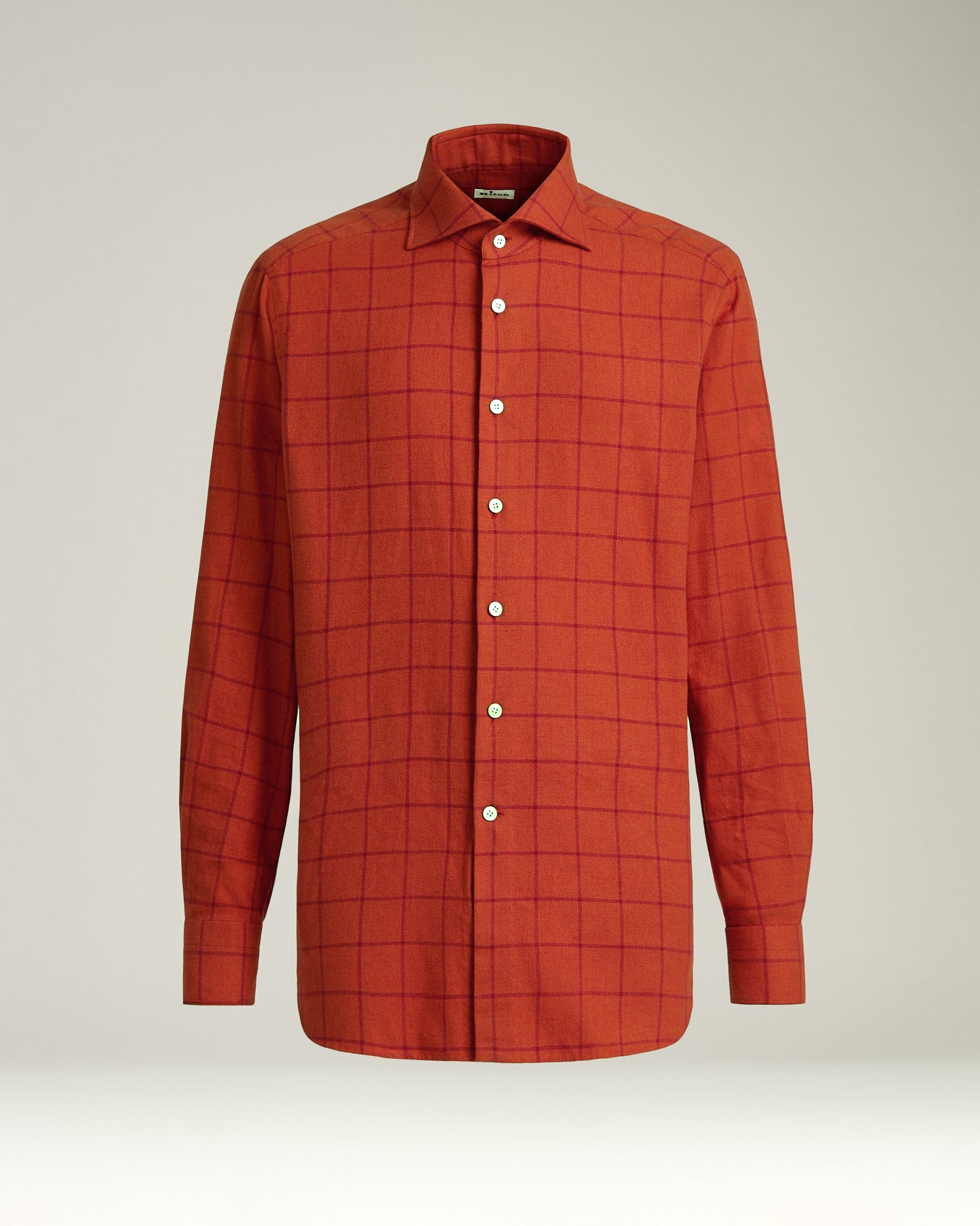 Men's red plaid shirt in cotton flannel | Kiton Men's red plaid shirt in cotton flannel | Kiton