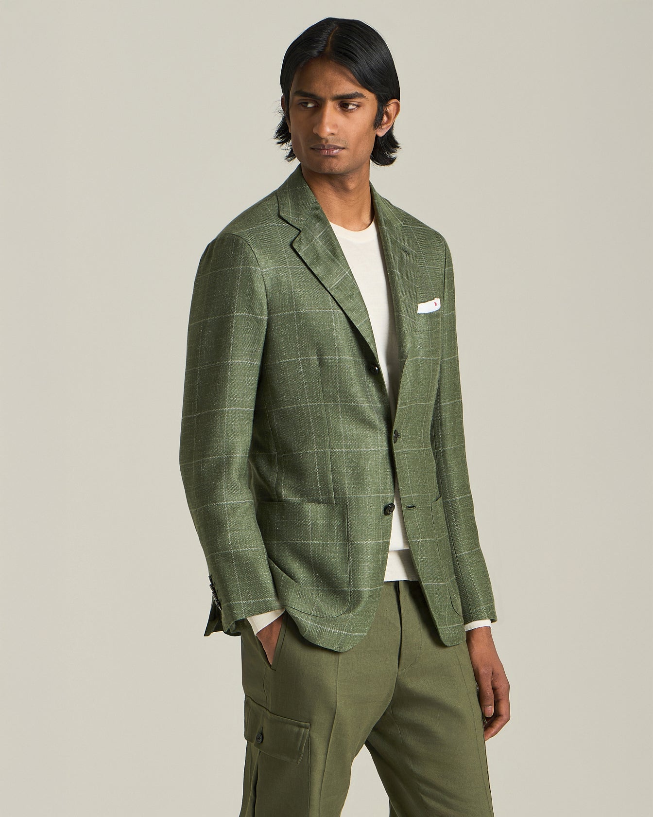 BLAZER A QUADRI IN CASHMERE BLEND