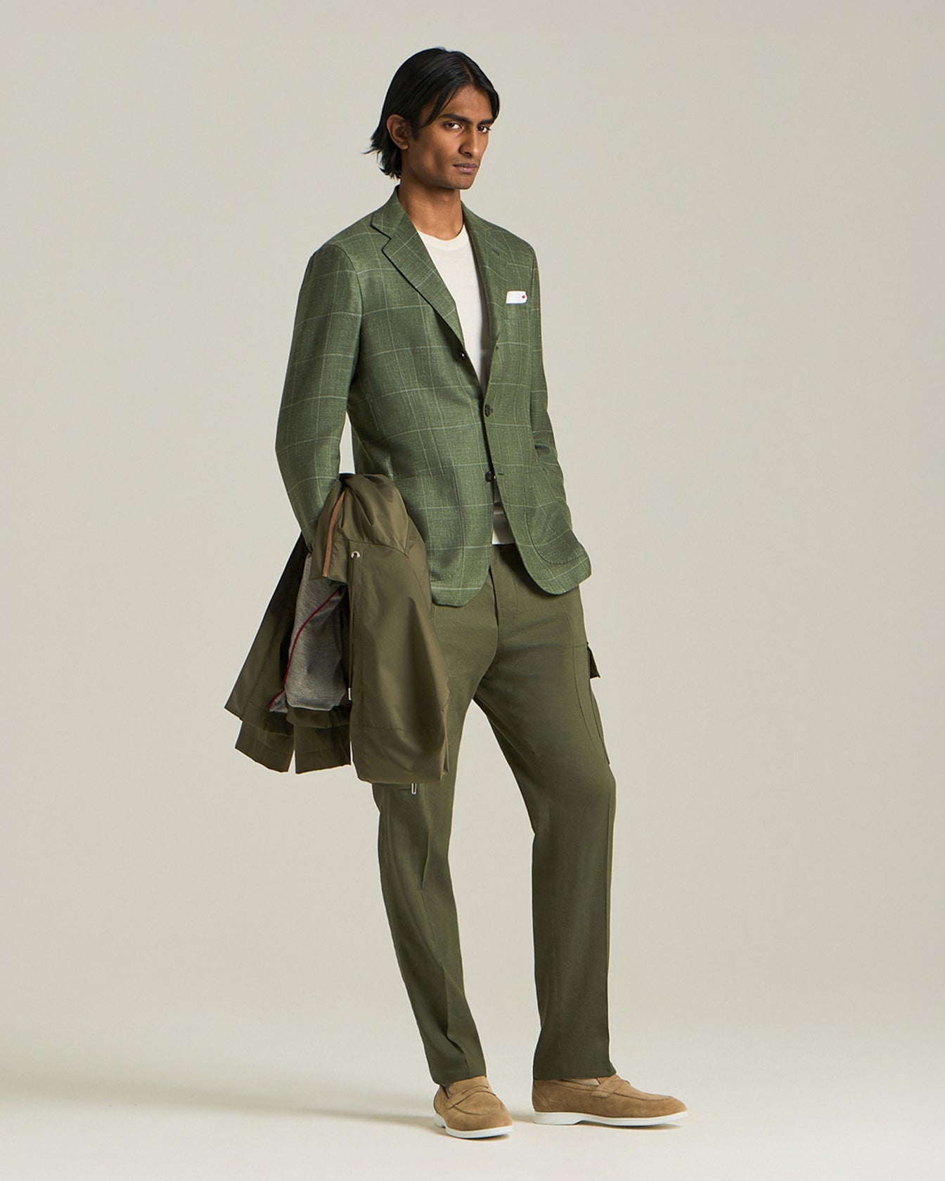 BLAZER A QUADRI IN CASHMERE BLEND