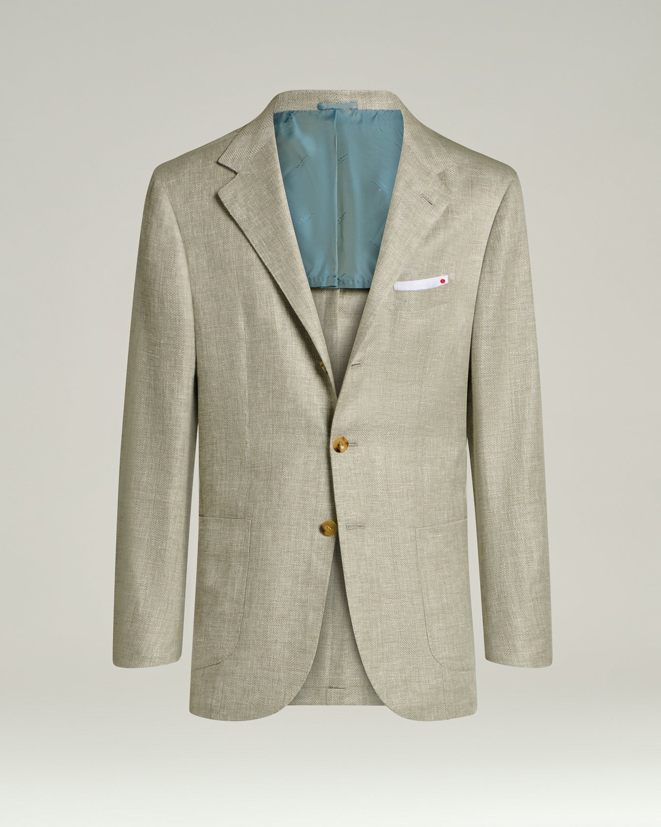 Men's grey linen, cashmere and silk single-breasted jacket | Kiton