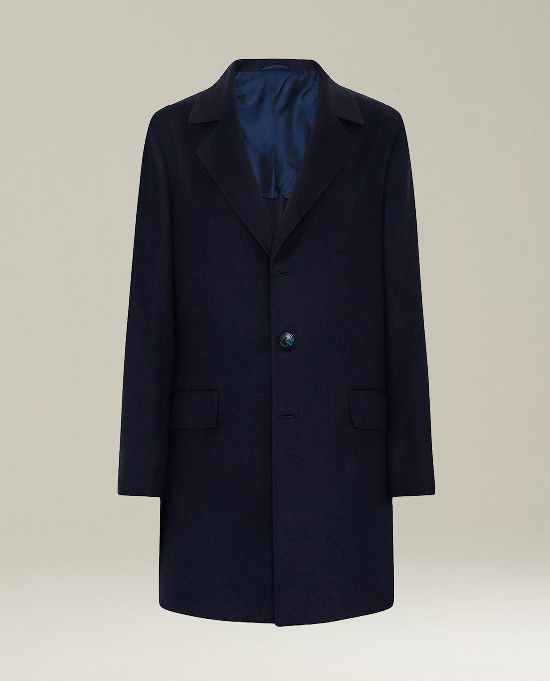 Unlined overcoat in pure blue cashmere | Kiton