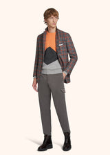 Kiton salmon/dark grey/light grey jersey roundneck for man, in cashmere 5