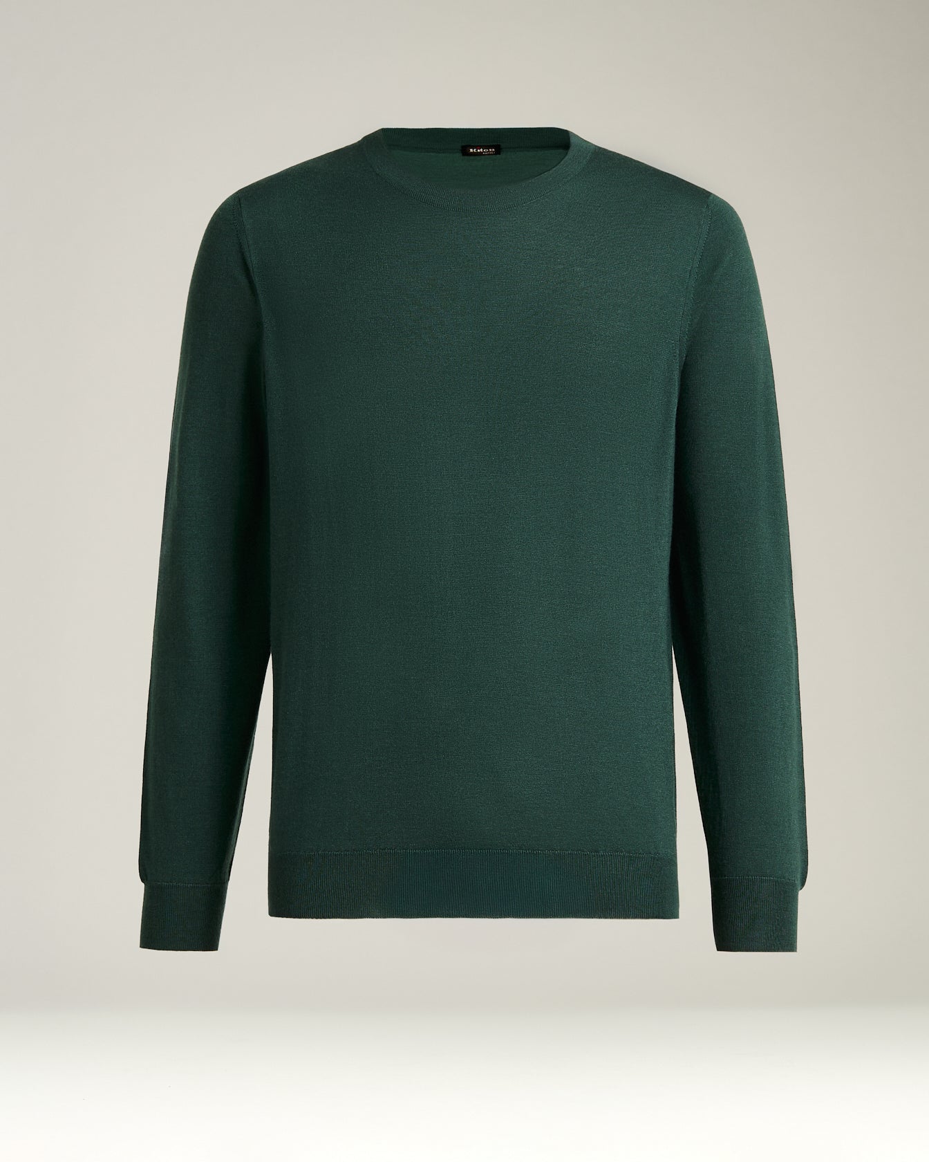 Men's green pine crewneck sweater in cashmere and silk | Kiton Men's green pine crewneck sweater in cashmere and silk | Kiton