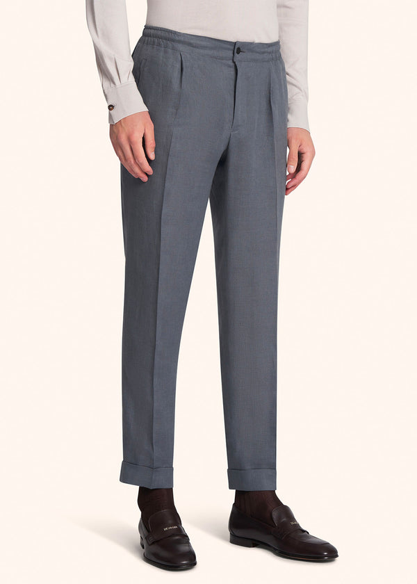 Kiton grey trousers for man, in linen 2