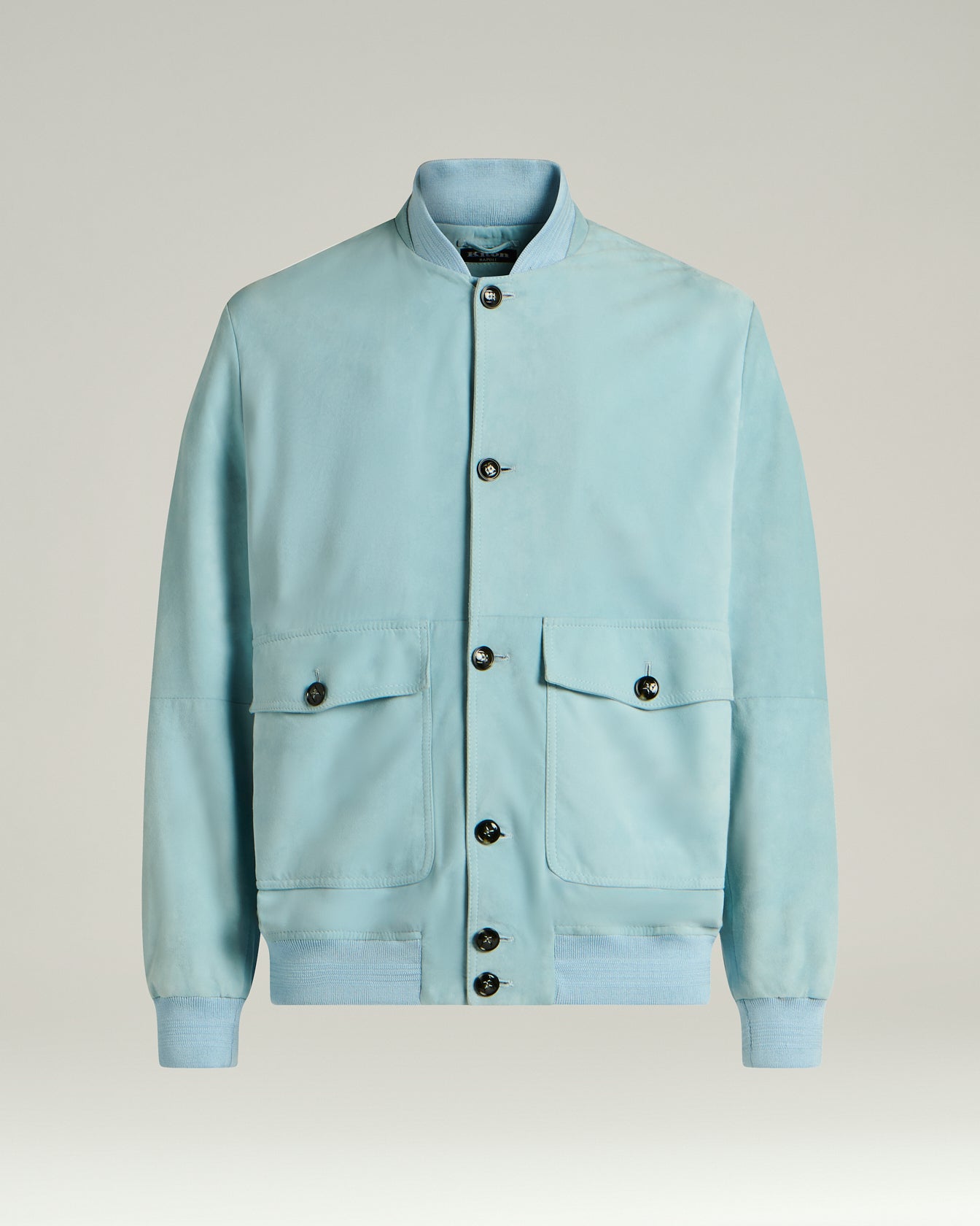 Men's azure lambskin suede jacket | Kiton