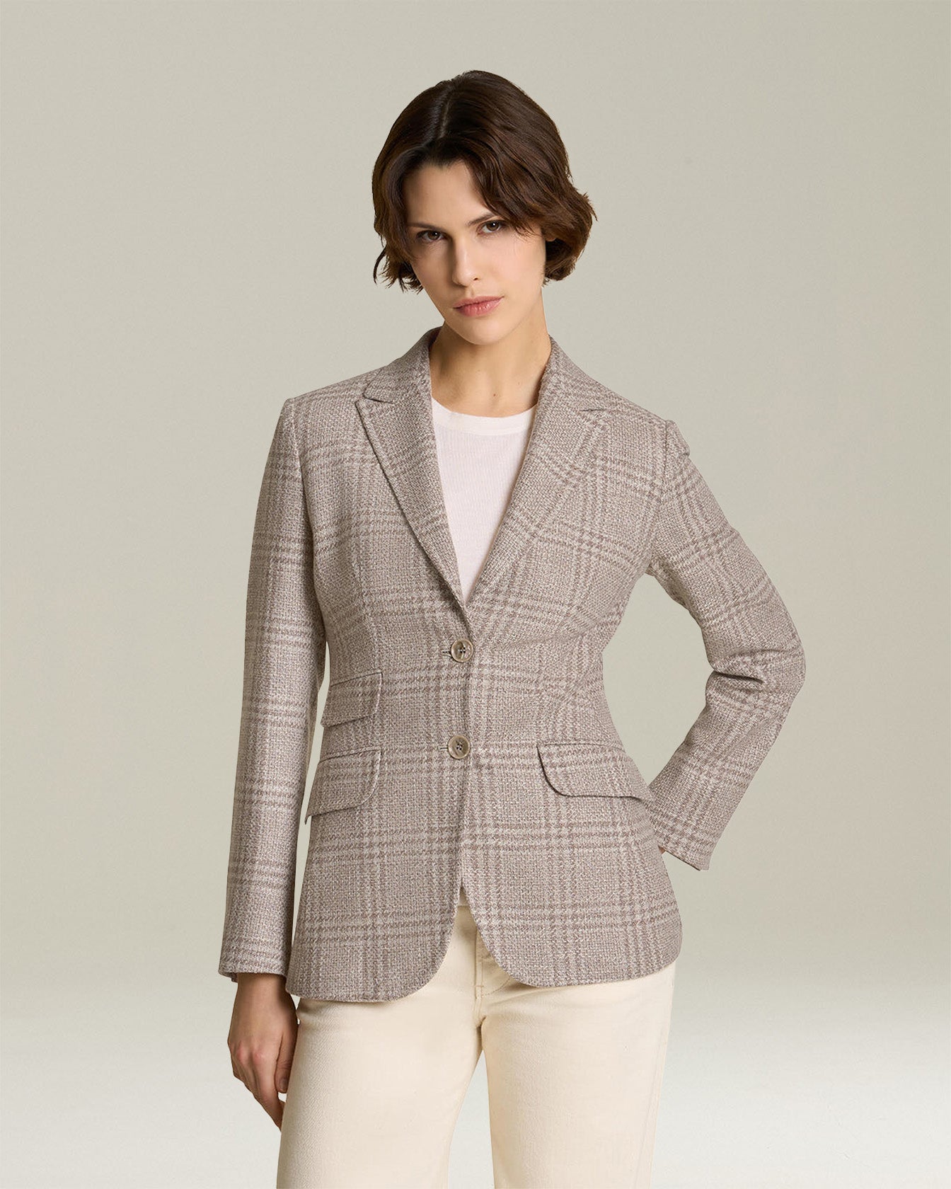 GLEN PLAID WOOL BLEND BLAZER