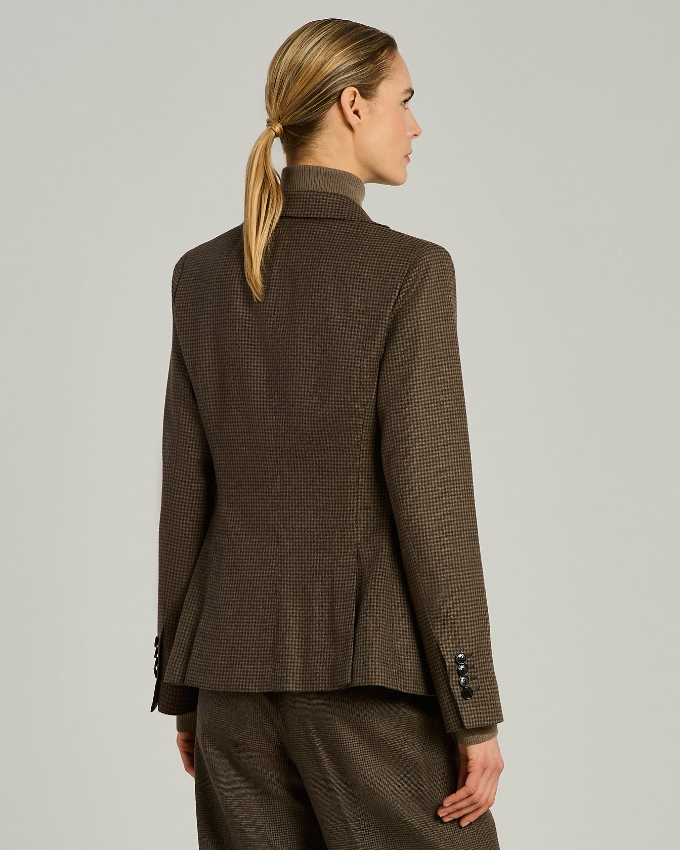 GIACCA MONOPETTO IN PURO CASHMERE PIED-DE-POULE