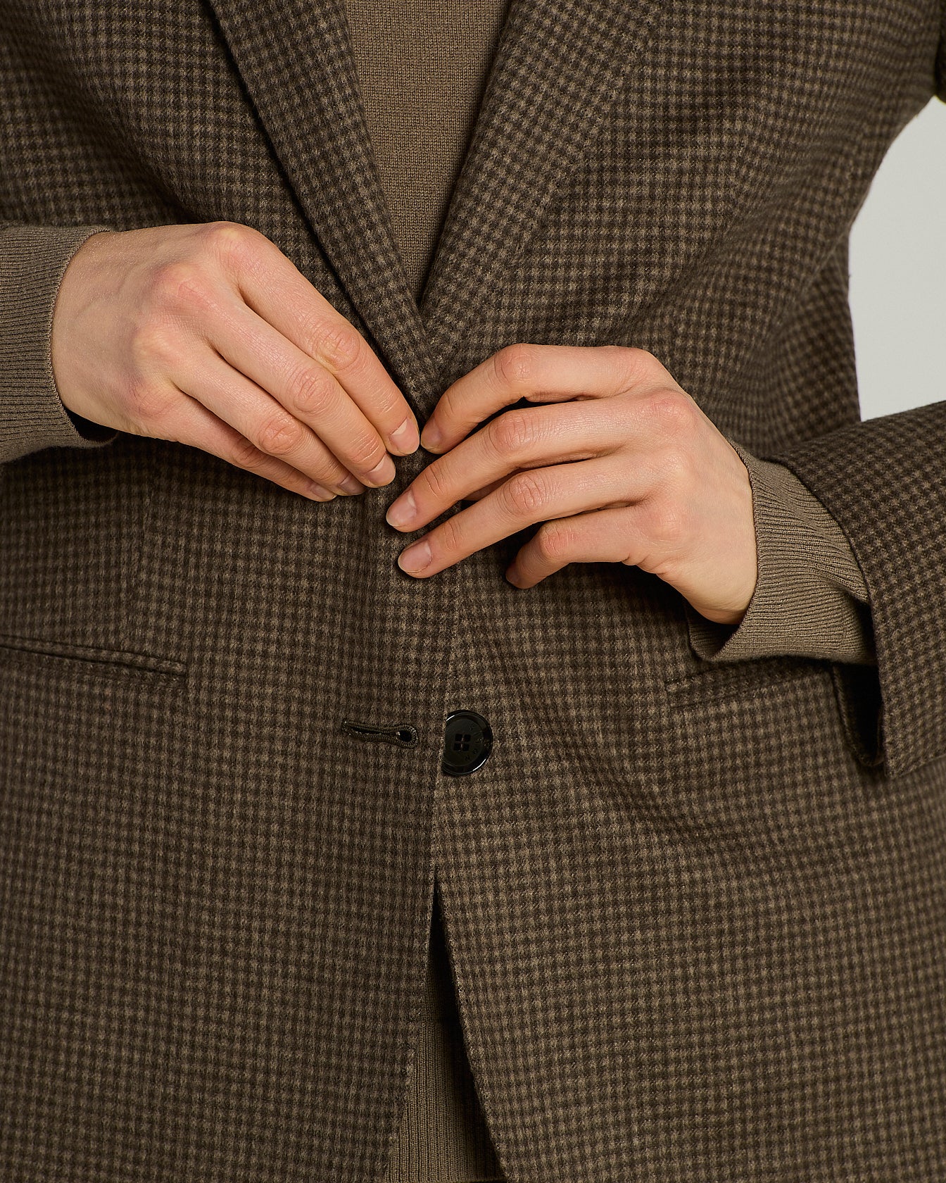 GIACCA MONOPETTO IN PURO CASHMERE PIED-DE-POULE
