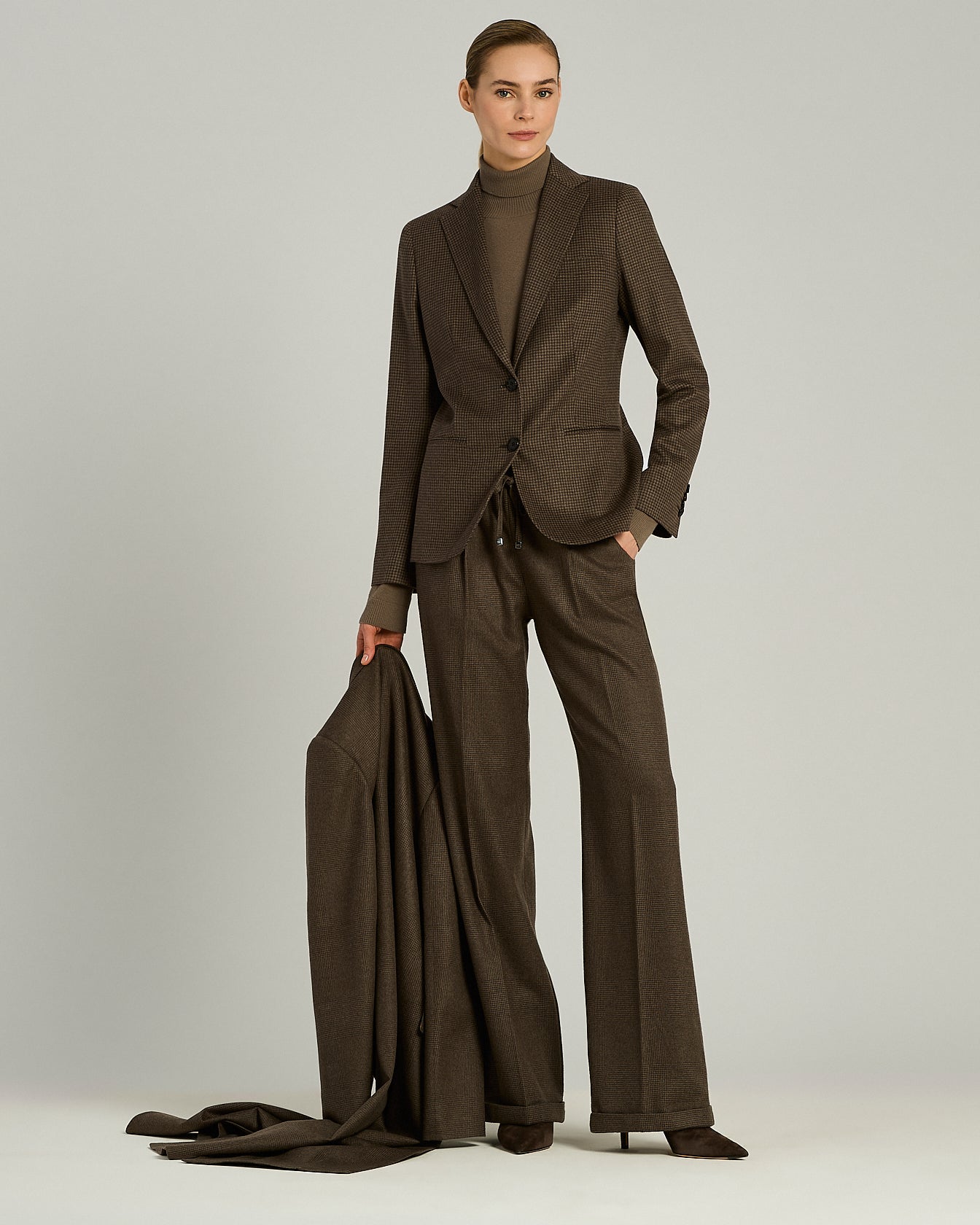 GIACCA MONOPETTO IN PURO CASHMERE PIED-DE-POULE