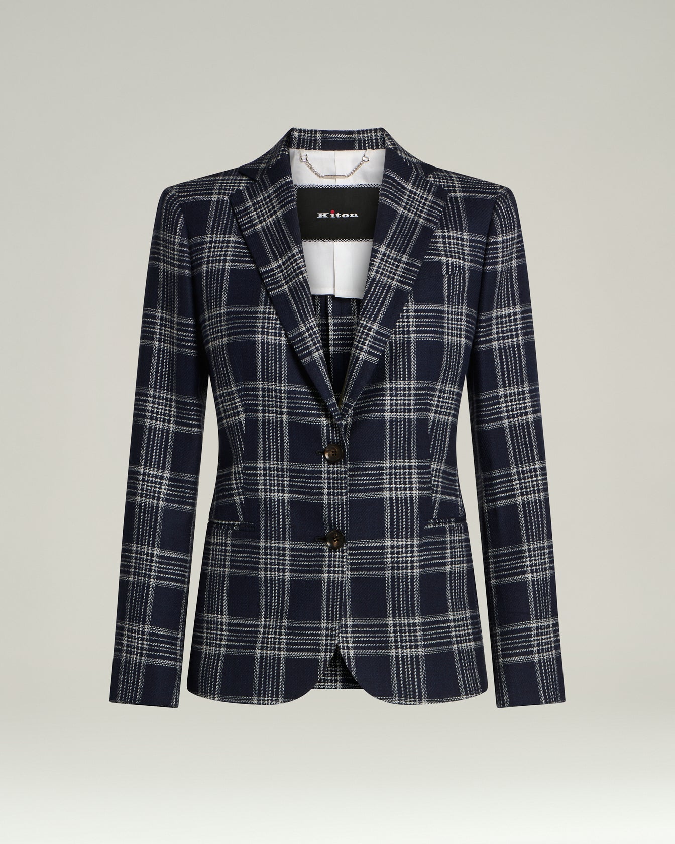 SILK, COTTON AND CASHMERE BLEND TAILORED CHECKED JACKET