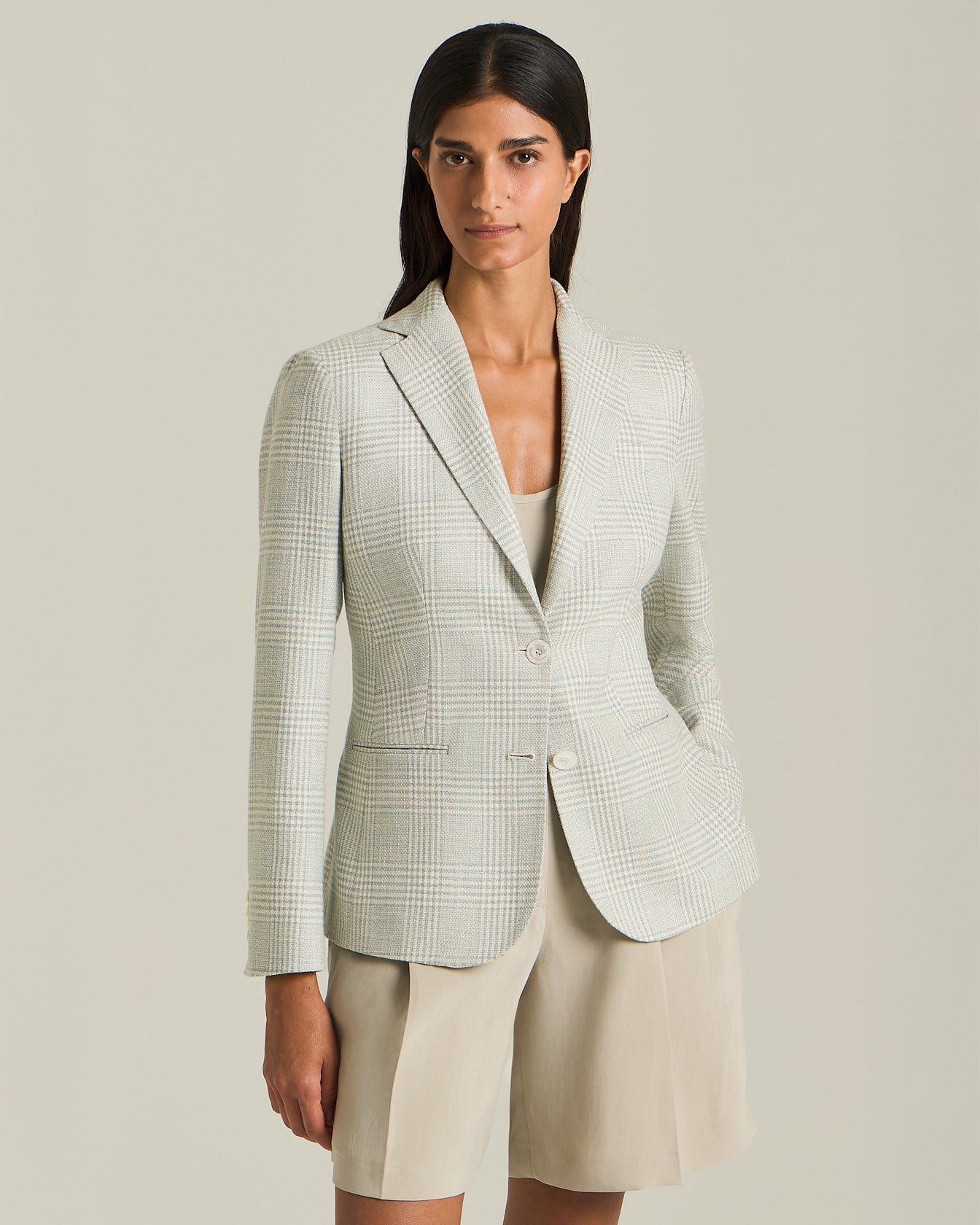 GLEN PLAID SILK BLEND BLAZER