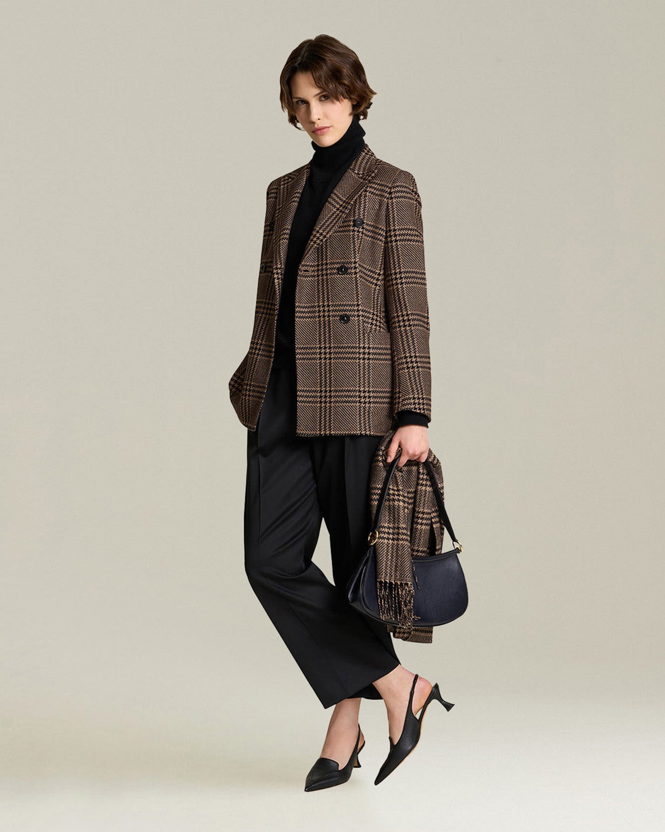 GLEN PLAID SILK AND CASHMERE BLAZER