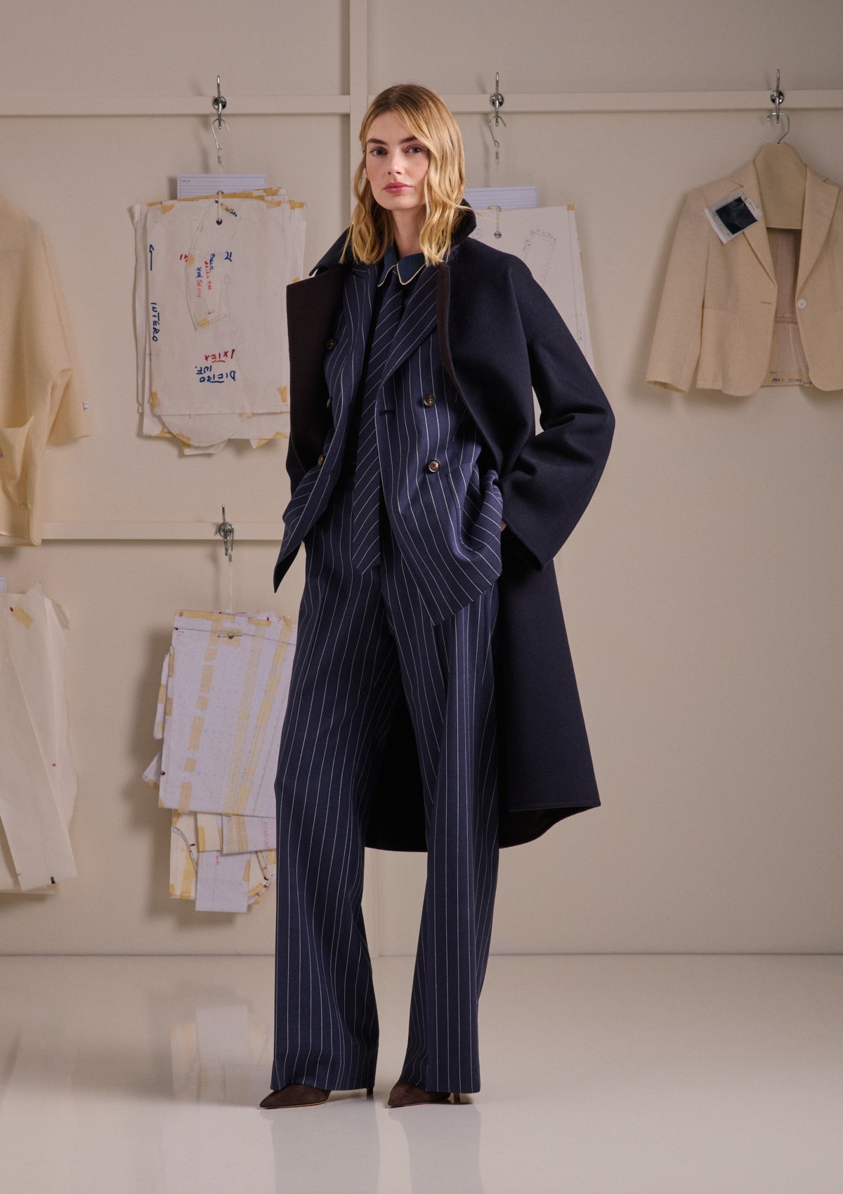 GIACCA DOPPIOPETTO GESSATA IN LANA STRETCH
