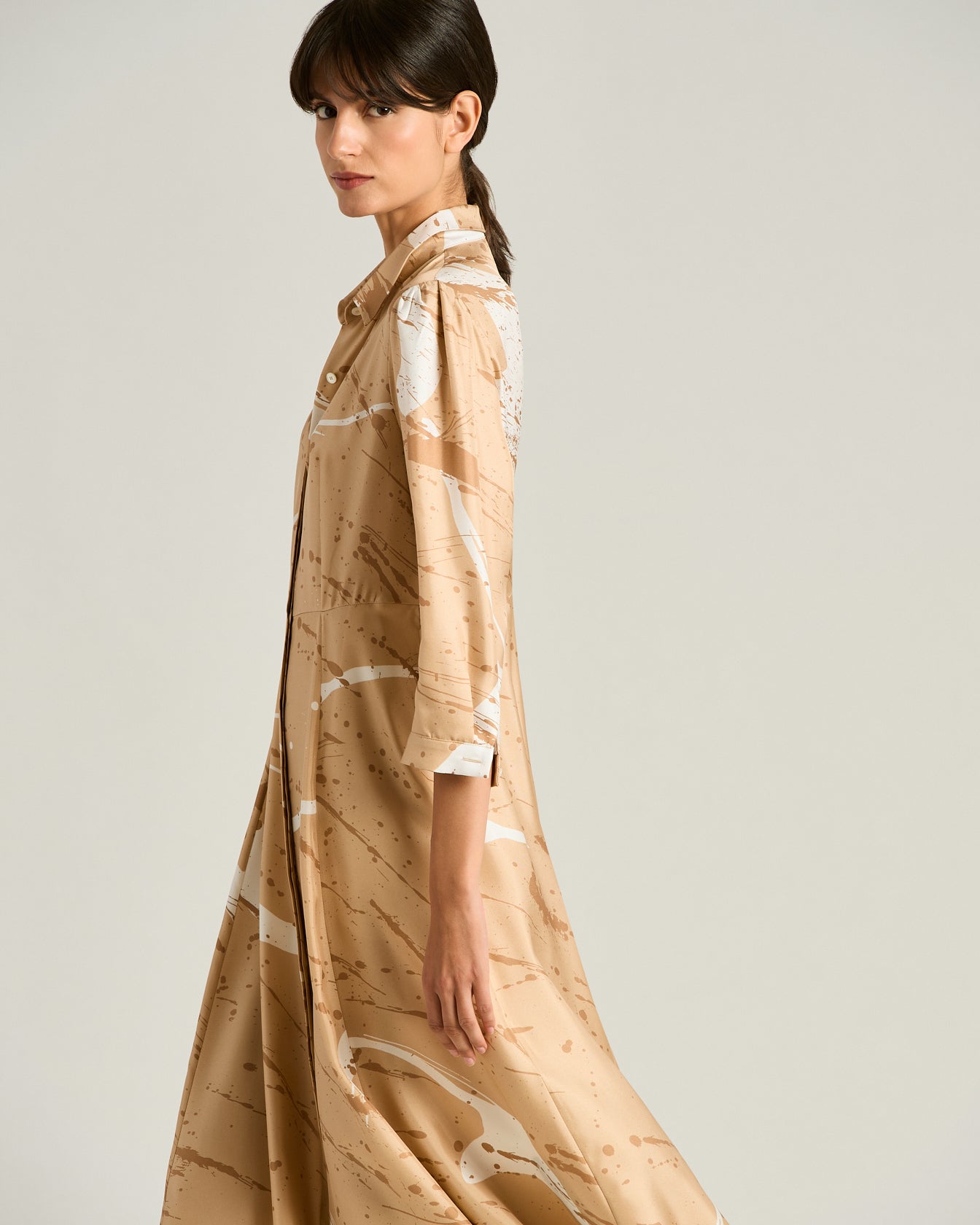 ABITO LUNGO IN PURA SETA STAMPATA