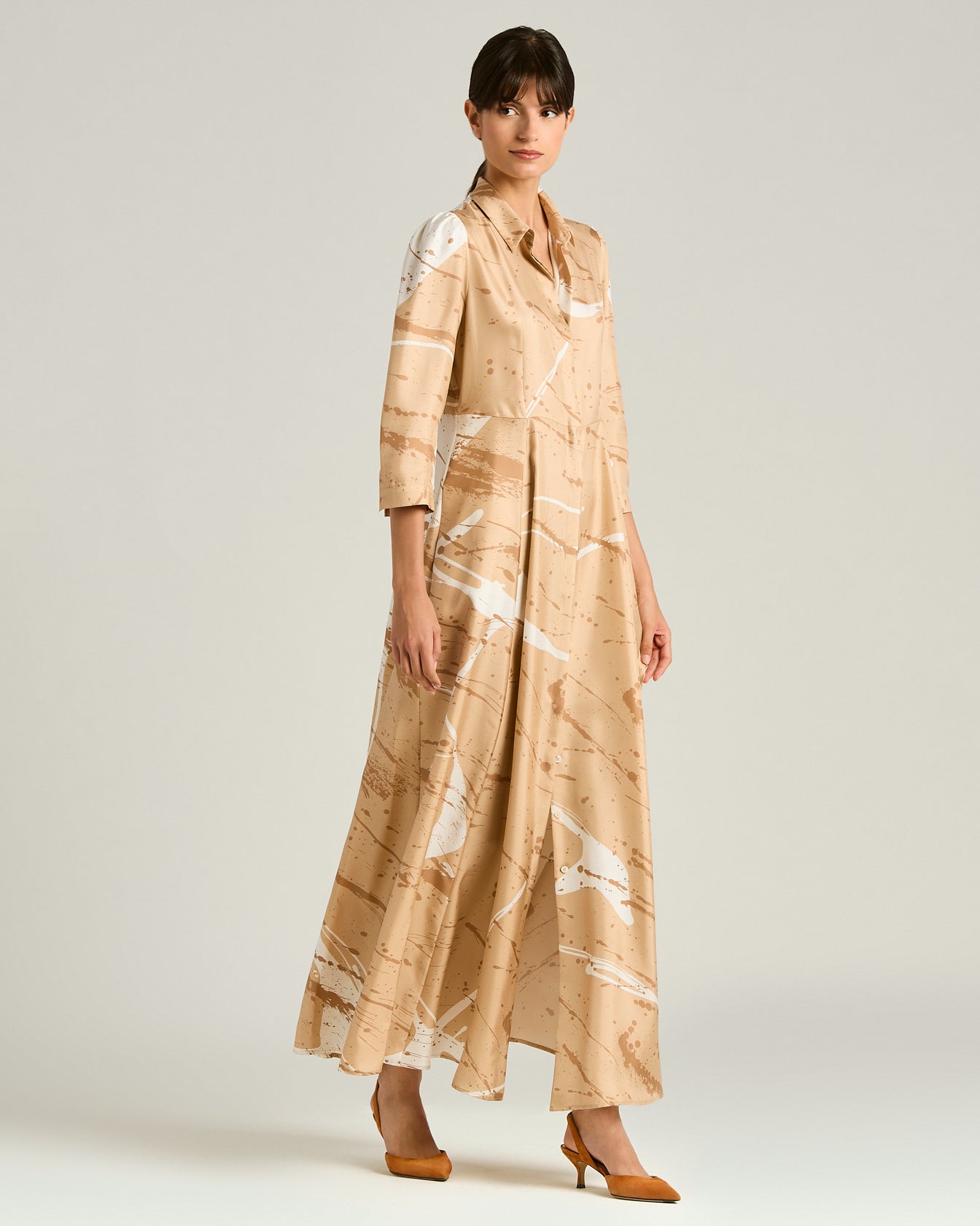 ABITO LUNGO IN PURA SETA STAMPATA