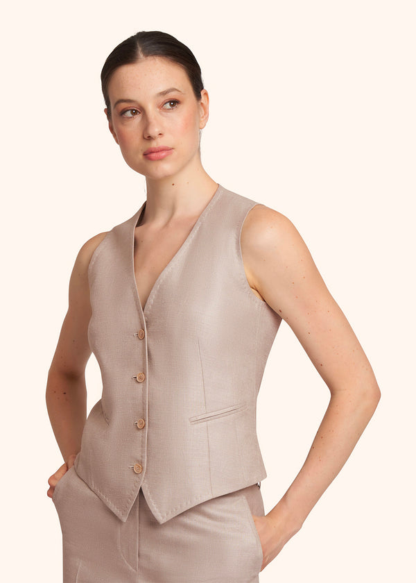 Kiton beige vest for woman, in silk 2