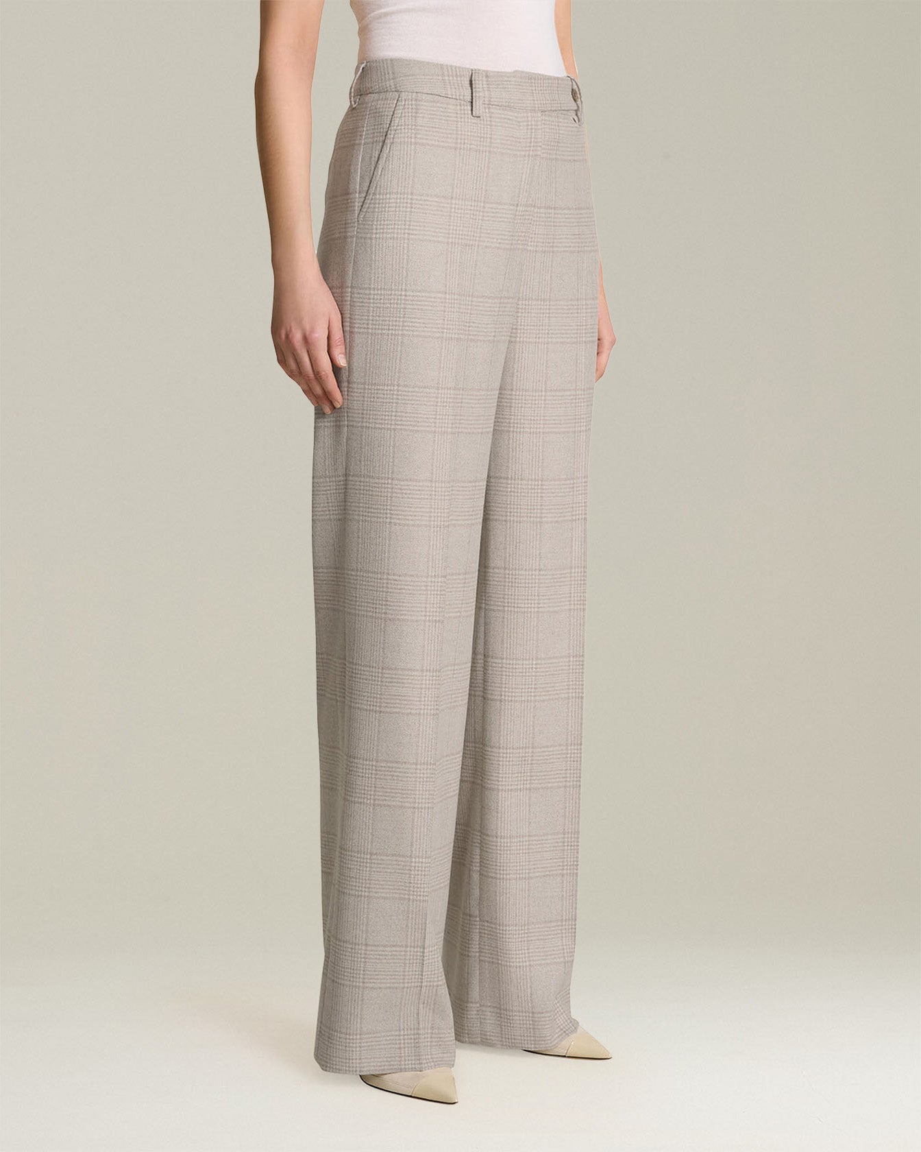 GLEN PLAID CASHMERE BLEND TROUSERS