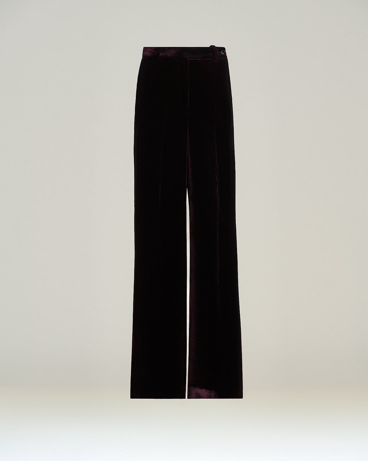 BURGUNDY VELVET WIDE-LEG TROUSERS 1