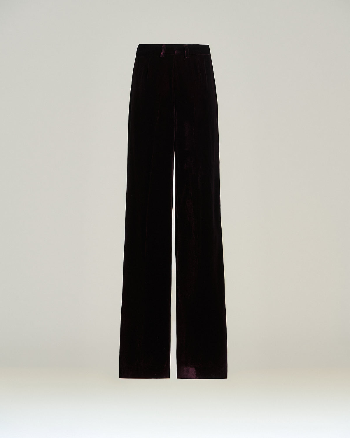 BURGUNDY VELVET WIDE-LEG TROUSERS 2