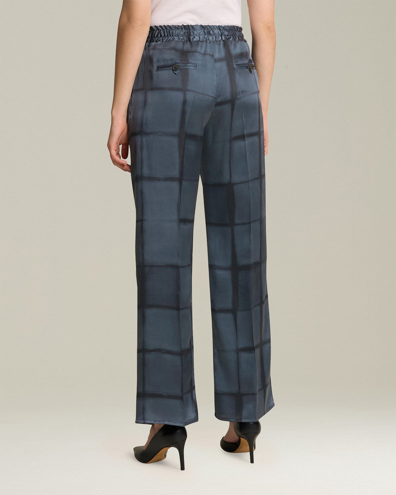 PRINTED SILK DRAWSTRING TROUSERS