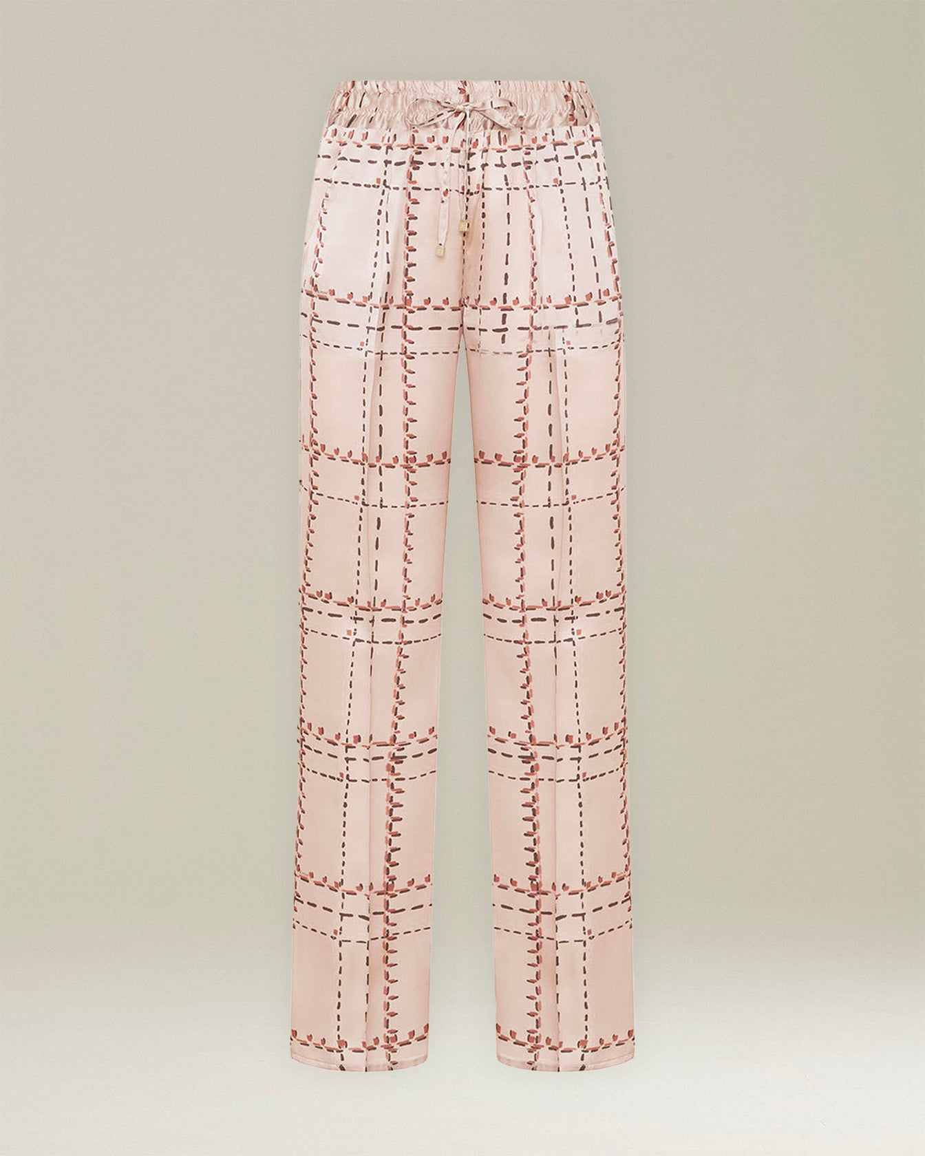 PRINTED SILK DRAWSTRING TROUSERS