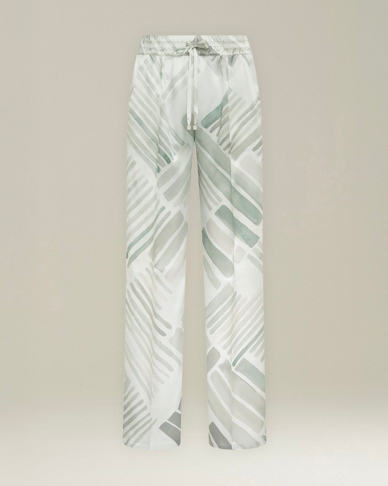 SILK TROUSERS WITH ETHNIC BRUSH PATTERN