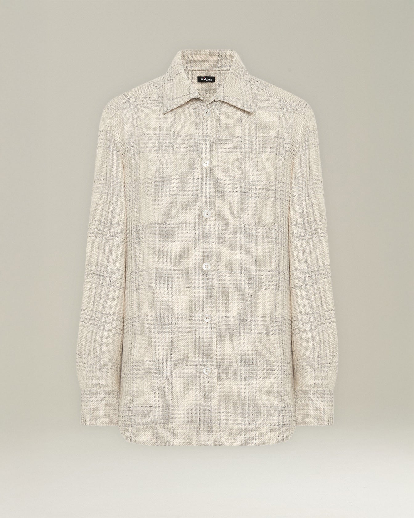 SILK AND LINEN BLEND CHECKED OVERSHIRT