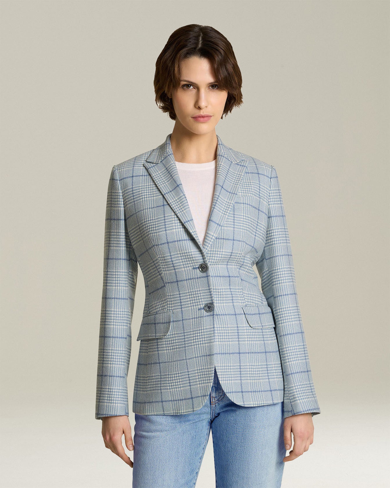 CHECKED CASHMERE BLAZER