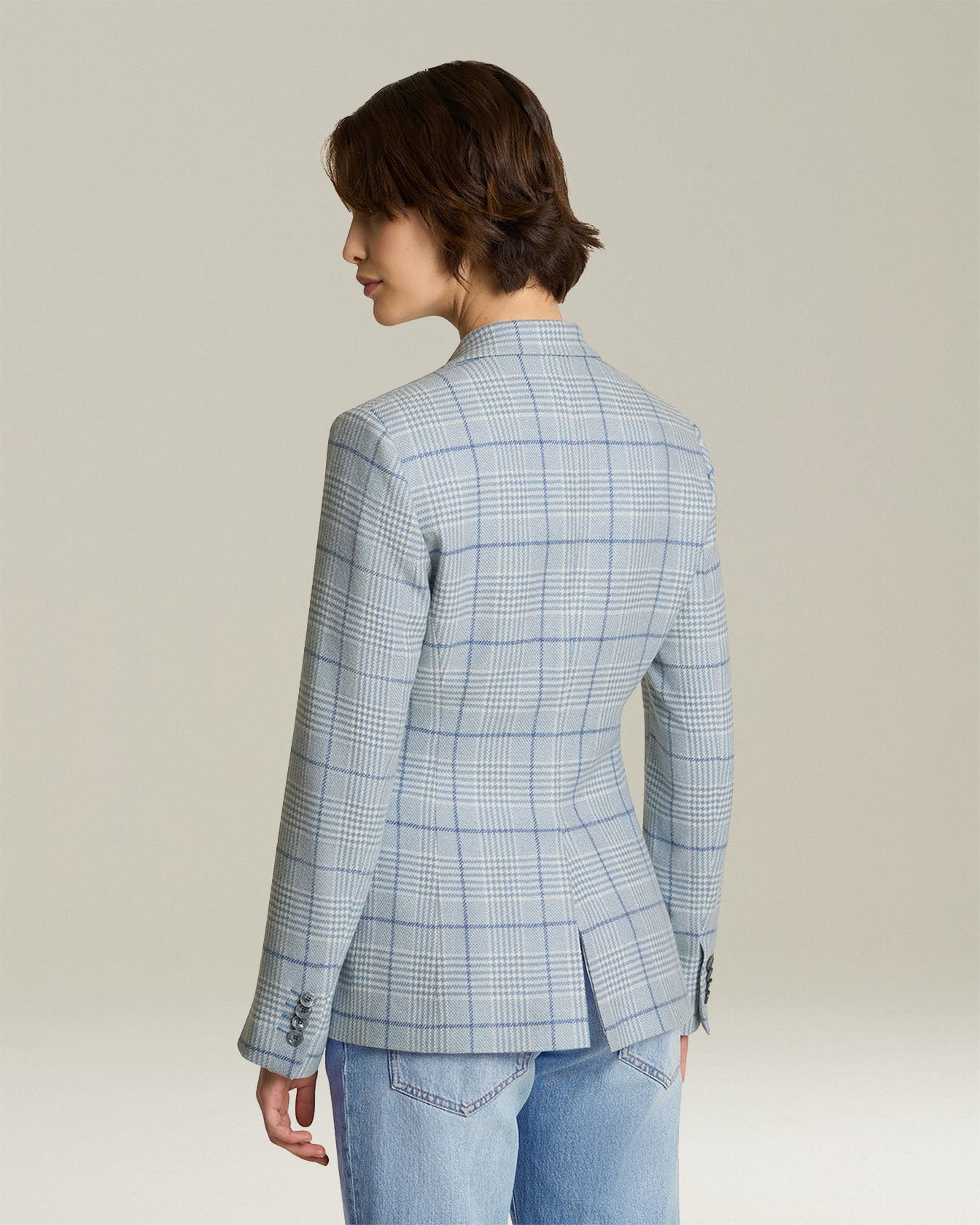 CHECKED CASHMERE BLAZER