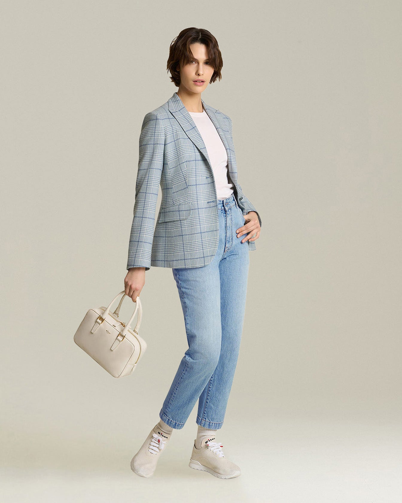 CHECKED CASHMERE BLAZER