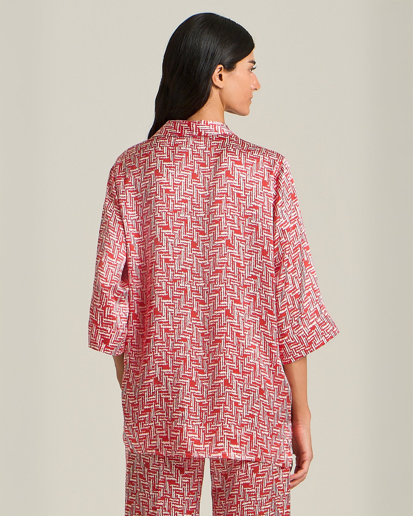 BLUSA OVERSIZE IN SETA MOTIVO SCARLET STAIRS