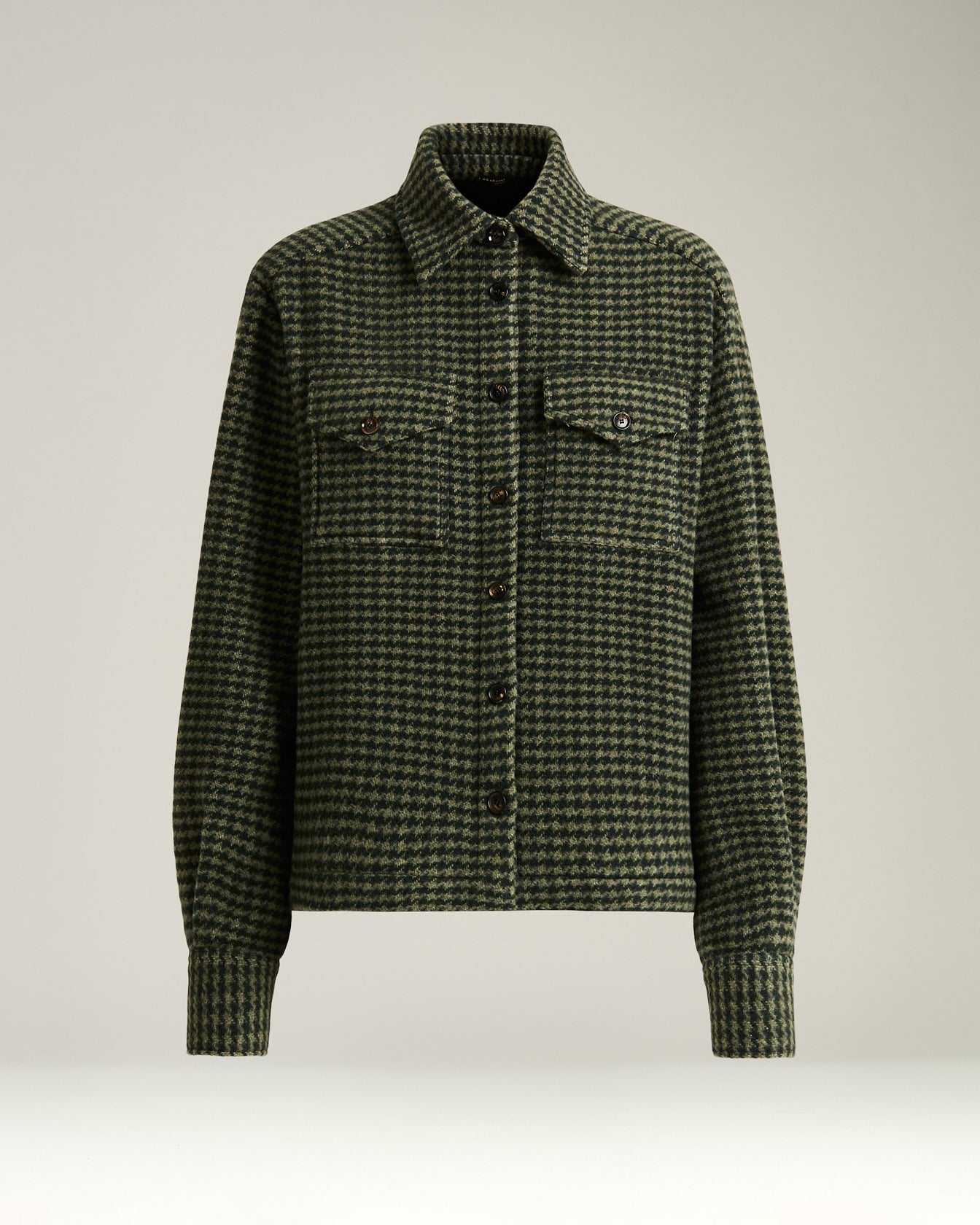 women's green houndstooth pure cashmere overshirt