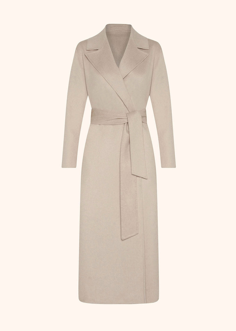 Beige coat for woman, in cashmere – Kiton Europe