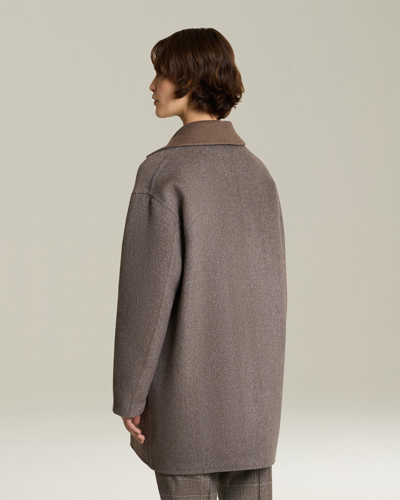 REVERSIBLE CASHMERE DOUBLE CLOTH MID-LENGTH COAT