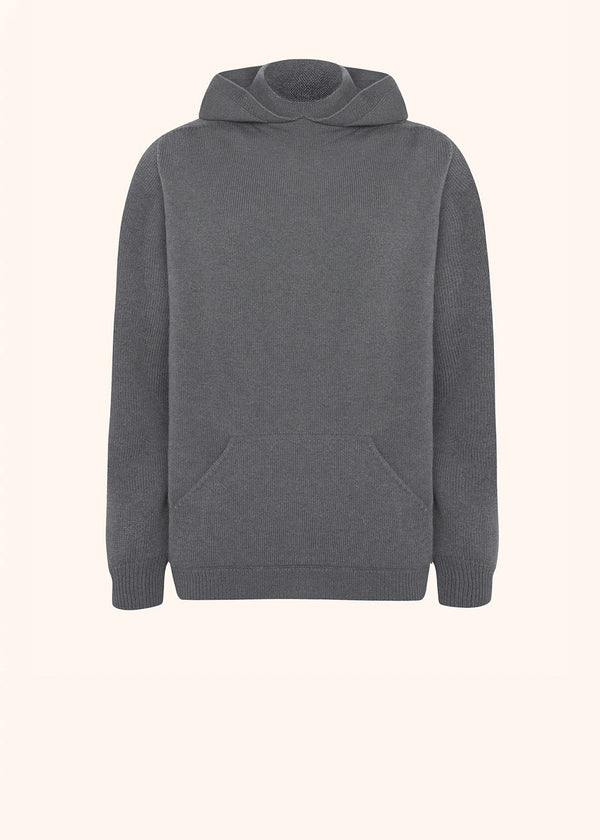 Kiton anthracite grey jersey w/hood for woman, in cashmere 1