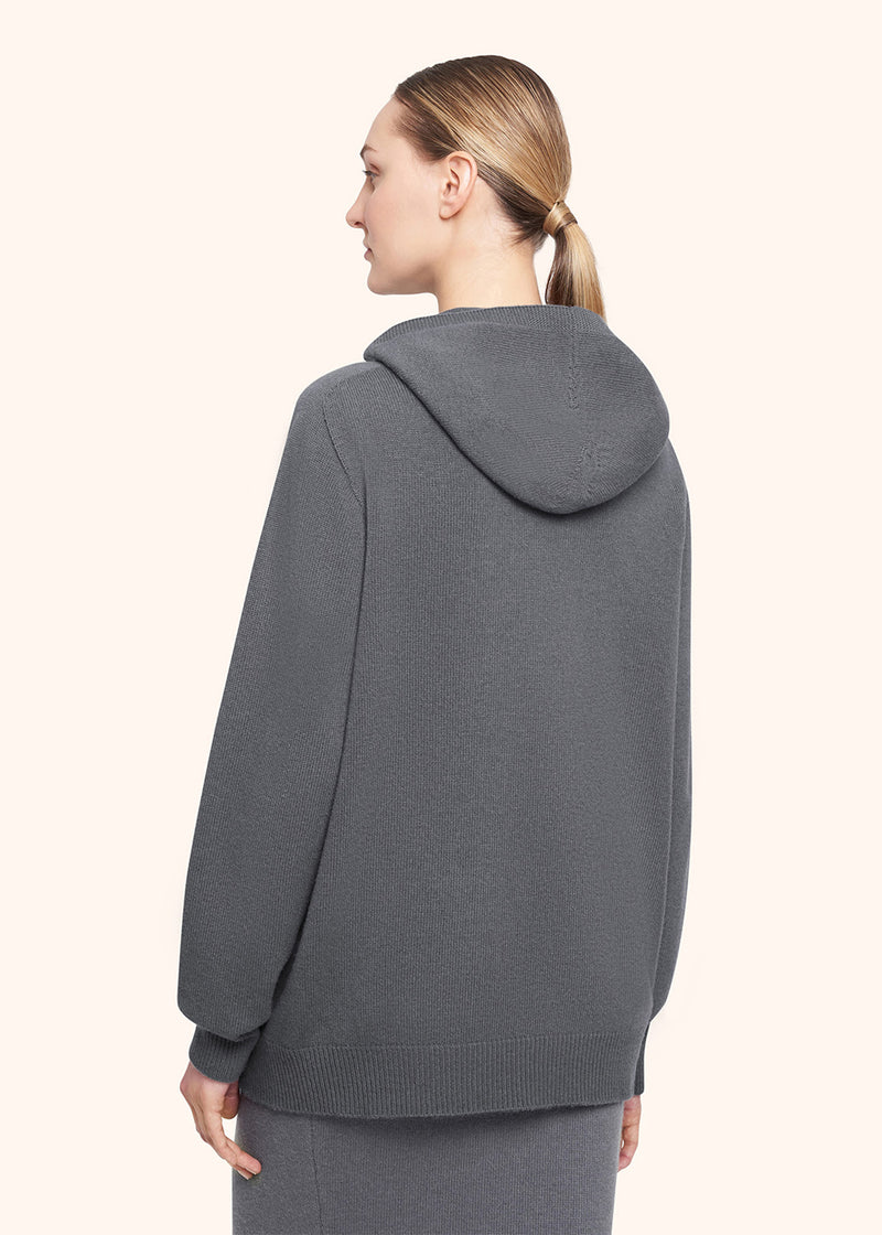 Kiton anthracite grey jersey w/hood for woman, in cashmere 3
