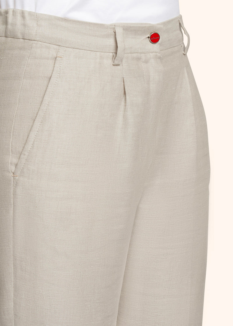 Kiton beige trousers for woman, in linen 4